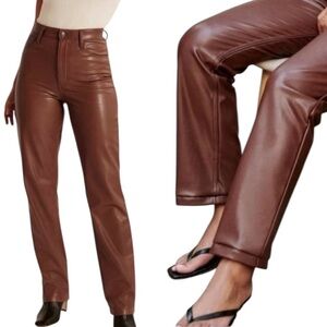 Abercrombie & Fitch NEW The 90s Straight Ultra High Rise Vegan Leather Pants